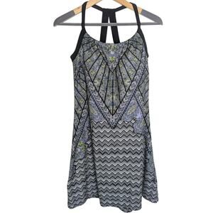 PrAna Quinn Dress Black Samba Paisley Geometric Shelf Bra Racerback Women Size S